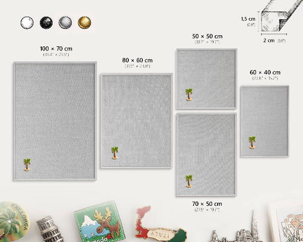 Printed magnet board in a silver frame Subtle elegance