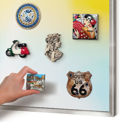 Souvenir magnet display board with a silver frame Pastel relaxation