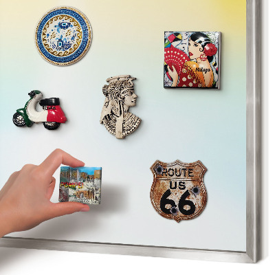 Souvenir magnet display board with a silver frame Pastel relaxation