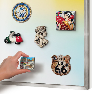 Souvenir magnet display board with a silver frame Pastel relaxation