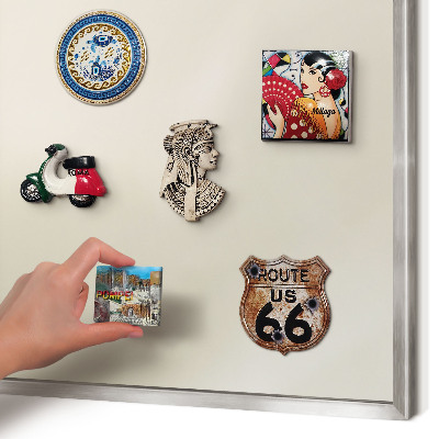 Souvenir magnet display board with a silver frame Fog tone