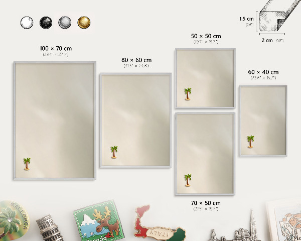 Souvenir magnet display board with a silver frame Fog tone