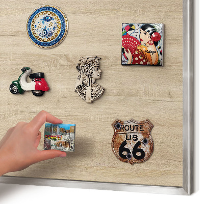 Printed magnet board in a silver frame Wooden background