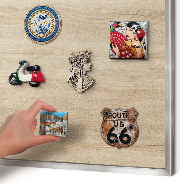 Printed magnet board in a silver frame Wooden background