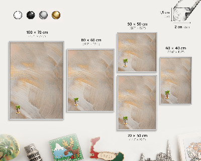 Souvenir magnet display board with a silver frame Elegant abstraction