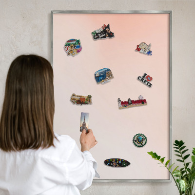 Printed magnet board in a silver frame Pastel Charm