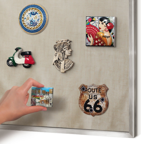 Printed magnet board in a silver frame Beige calm