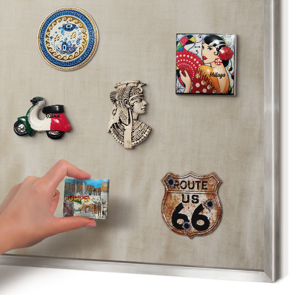 Printed magnet board in a silver frame Beige calm
