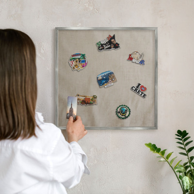 Printed magnet board in a silver frame Beige calm