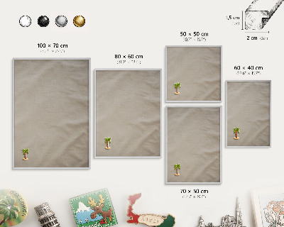 Printed magnet board in a silver frame Beige calm