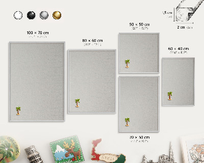 Souvenir magnet display board with a silver frame Plant pattern