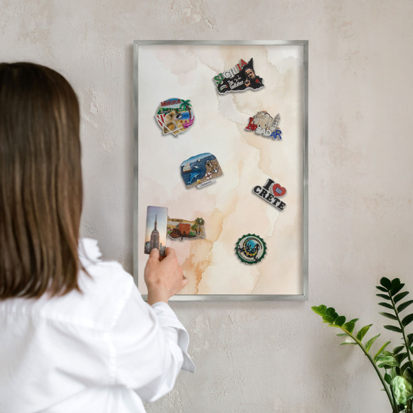 Printed magnet board in a silver frame Pastel peace