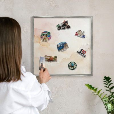 Printed magnet board in a silver frame Pastel peace