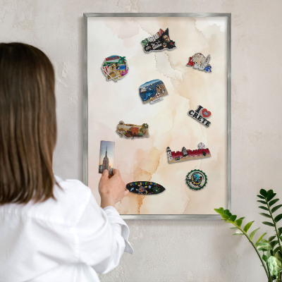 Printed magnet board in a silver frame Pastel peace