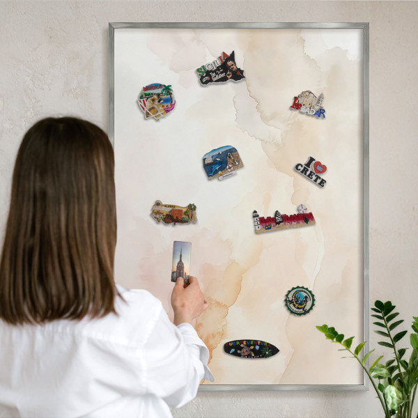 Printed magnet board in a silver frame Pastel peace