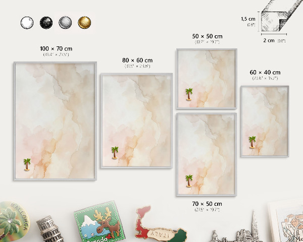 Printed magnet board in a silver frame Pastel peace