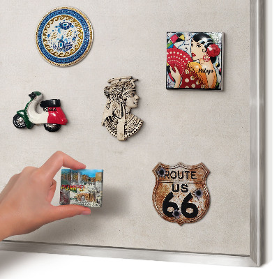 Souvenir magnet display board with a silver frame Gray elegance