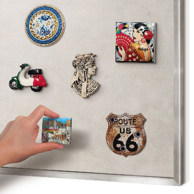 Souvenir magnet display board with a silver frame Gray elegance