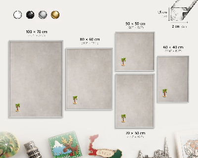 Souvenir magnet display board with a silver frame Gray elegance