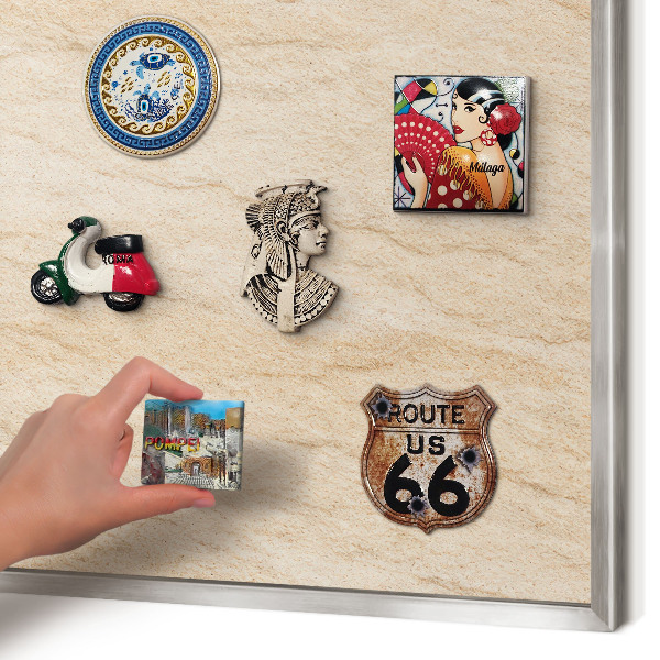 Printed magnet board in a silver frame Natural elegance
