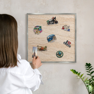 Printed magnet board in a silver frame Natural elegance