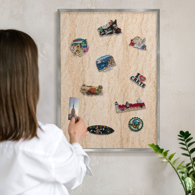Printed magnet board in a silver frame Natural elegance