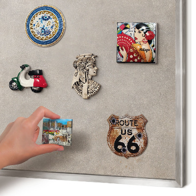 Souvenir magnet display board with a silver frame Neutral elegance