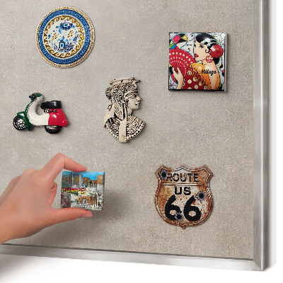 Souvenir magnet display board with a silver frame Neutral elegance