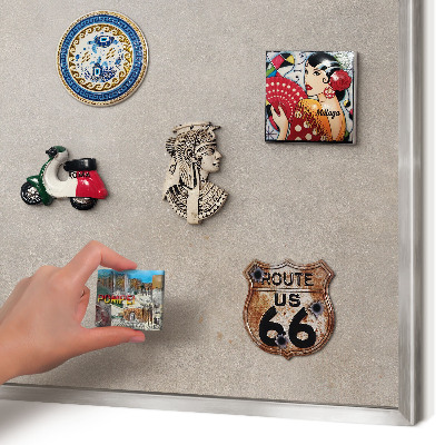 Souvenir magnet display board with a silver frame Neutral elegance