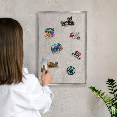 Printed magnet board in a silver frame Delicate elegance