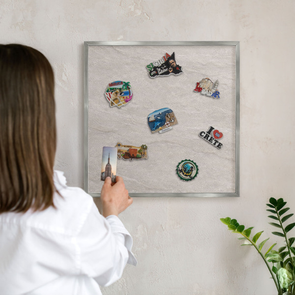 Printed magnet board in a silver frame Delicate elegance