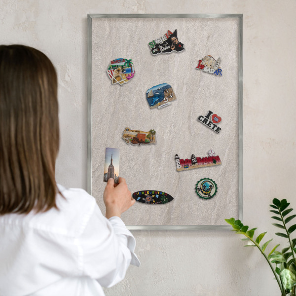 Printed magnet board in a silver frame Delicate elegance