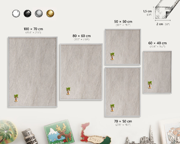 Printed magnet board in a silver frame Delicate elegance