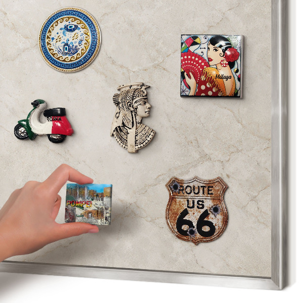 Souvenir magnet display board with a silver frame Natural elegance