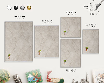 Souvenir magnet display board with a silver frame Natural elegance