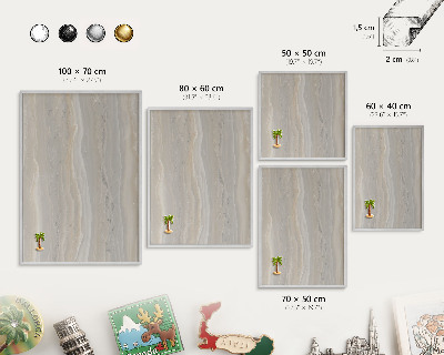 Printed magnet board in a silver frame Marble texture