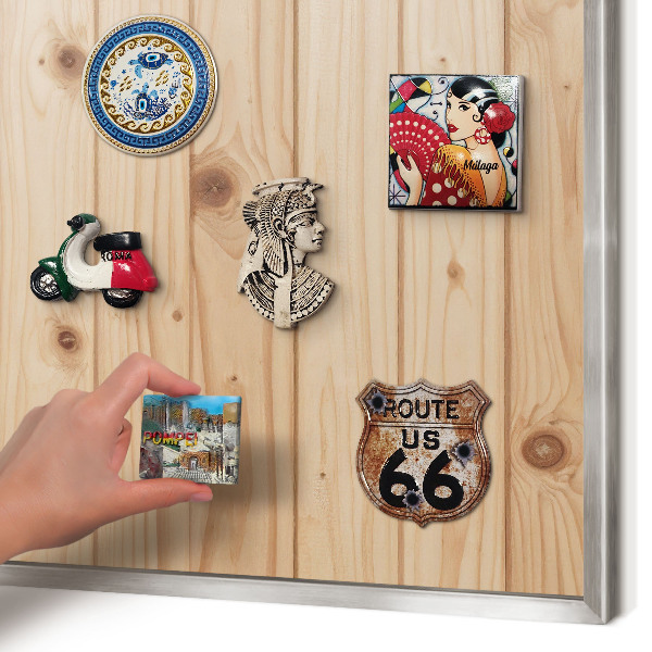 Printed magnet board in a silver frame Wooden pattern