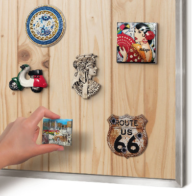 Printed magnet board in a silver frame Wooden pattern