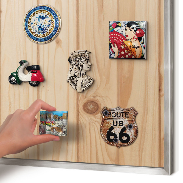 Printed magnet board in a silver frame Wooden pattern