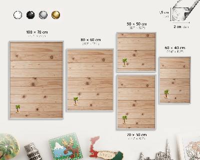 Printed magnet board in a silver frame Wooden pattern
