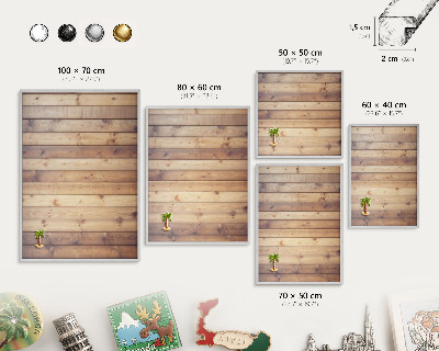 Souvenir magnet display board with a silver frame Wooden boards