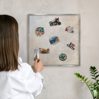 Printed magnet board in a silver frame Neutral background