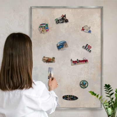 Printed magnet board in a silver frame Neutral background