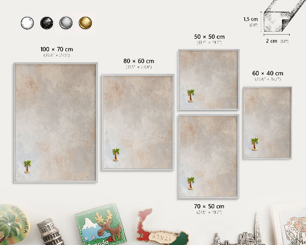 Printed magnet board in a silver frame Neutral background