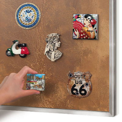 Printed magnet board in a silver frame Brown texture