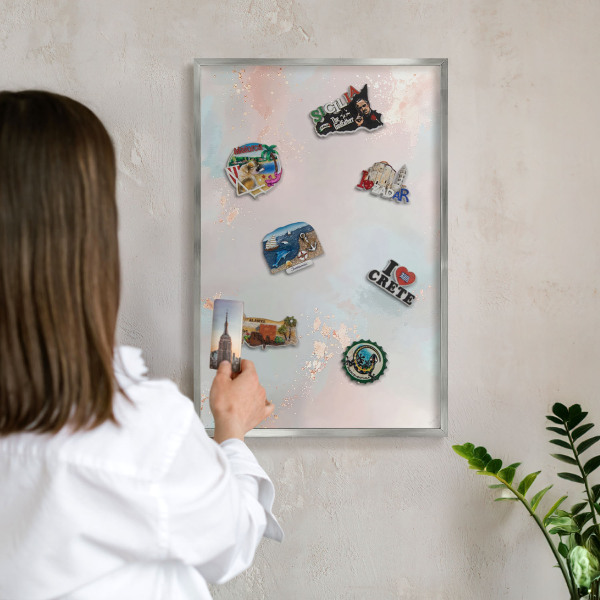 Printed magnet board in a silver frame Pastel harmony