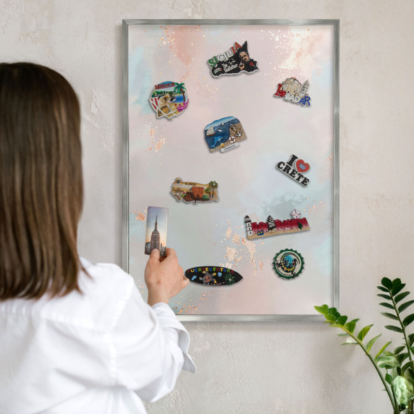 Printed magnet board in a silver frame Pastel harmony