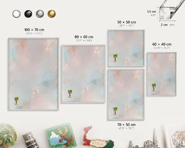 Printed magnet board in a silver frame Pastel harmony