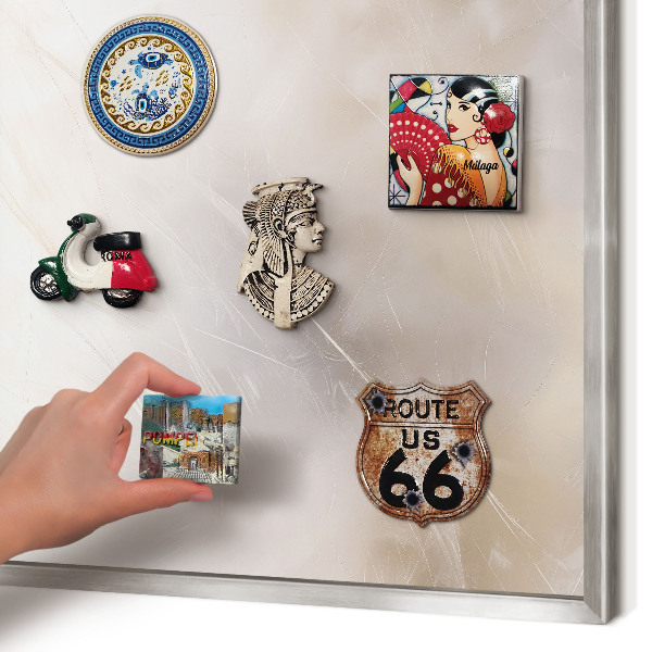 Souvenir magnet display board with a silver frame Soft lightness
