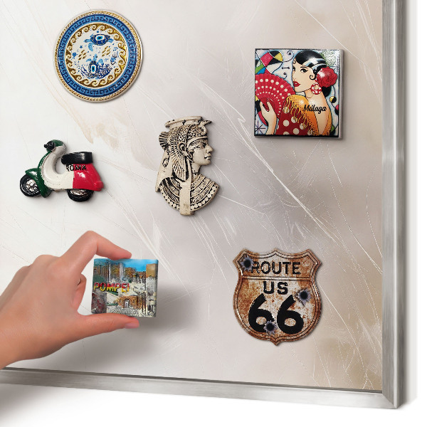 Souvenir magnet display board with a silver frame Soft lightness
